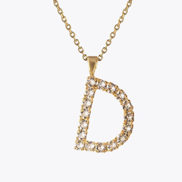 D Letter Necklace Crystal Smykker